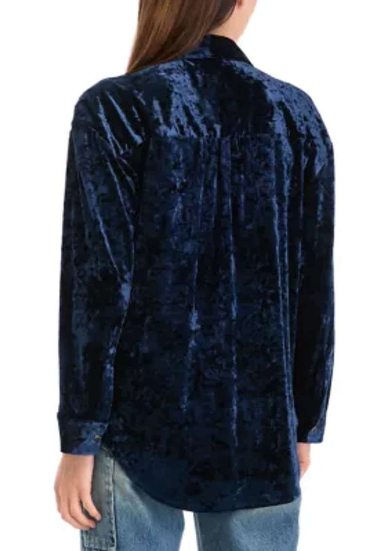 Women's Velour Button Down Shirt