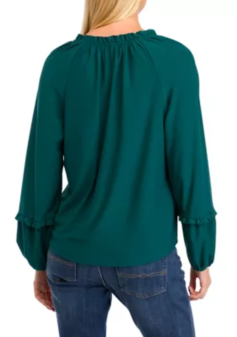 Women's Solid V-Neck Blouse