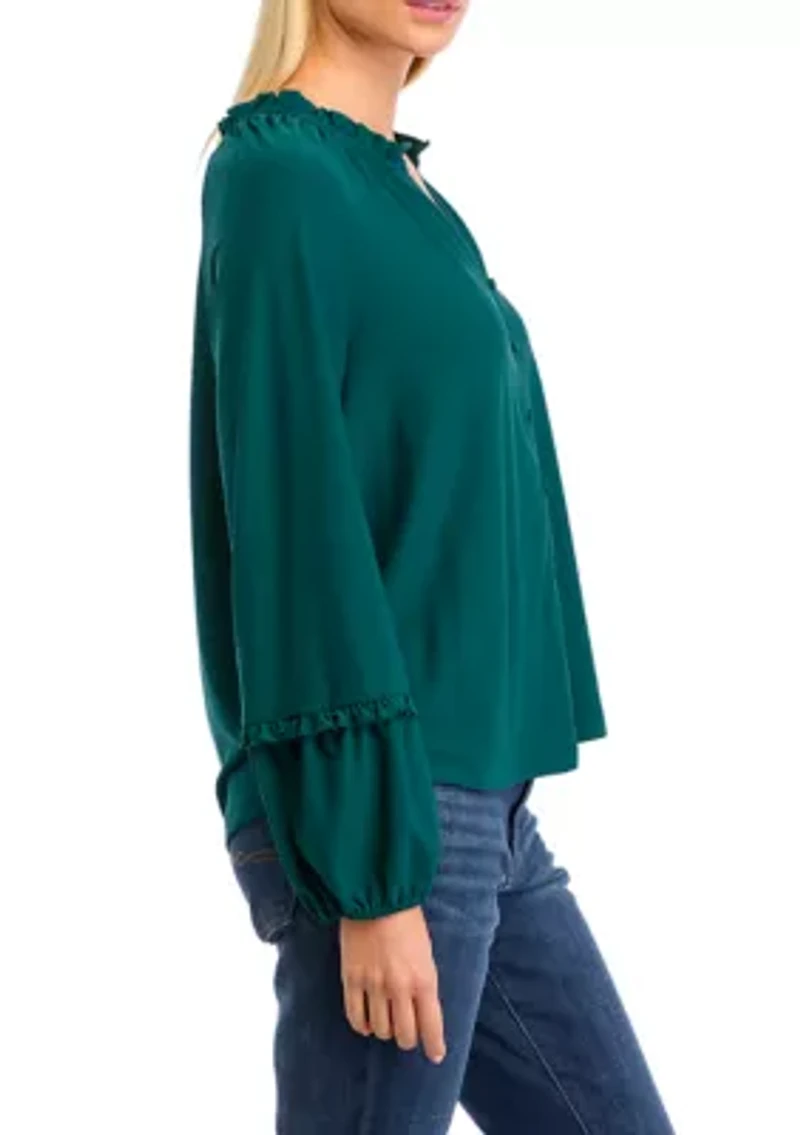 Women's Solid V-Neck Blouse