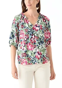 Women's Elbow Sleeve Airflow Popover Printed Top