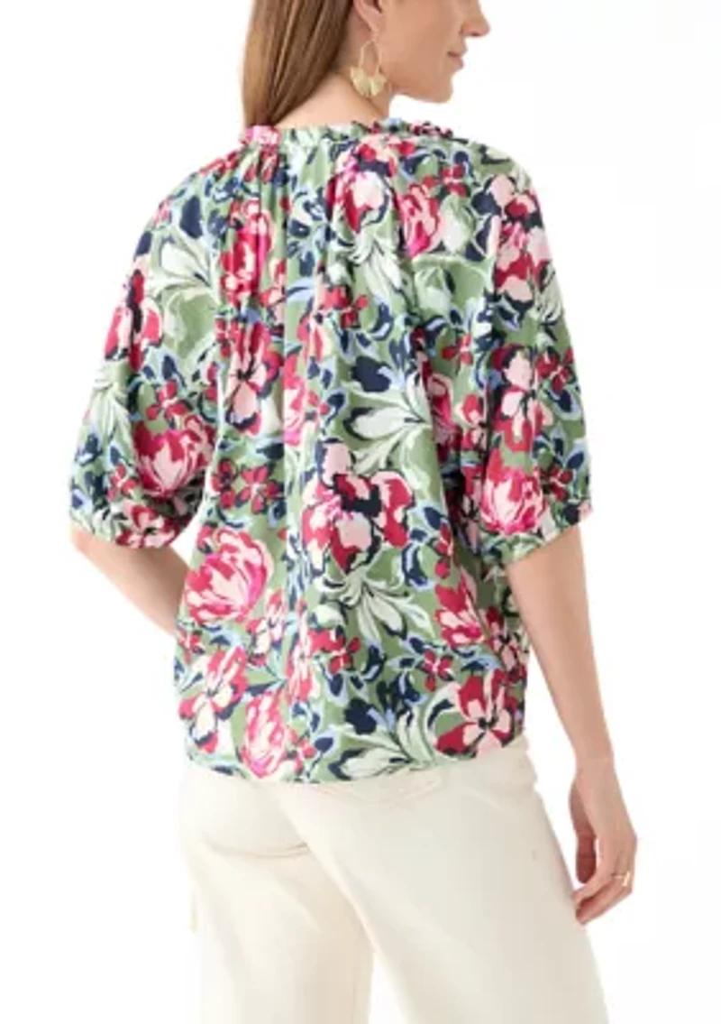 Women's Elbow Sleeve Airflow Popover Printed Top