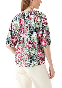 Women's Elbow Sleeve Airflow Popover Printed Top