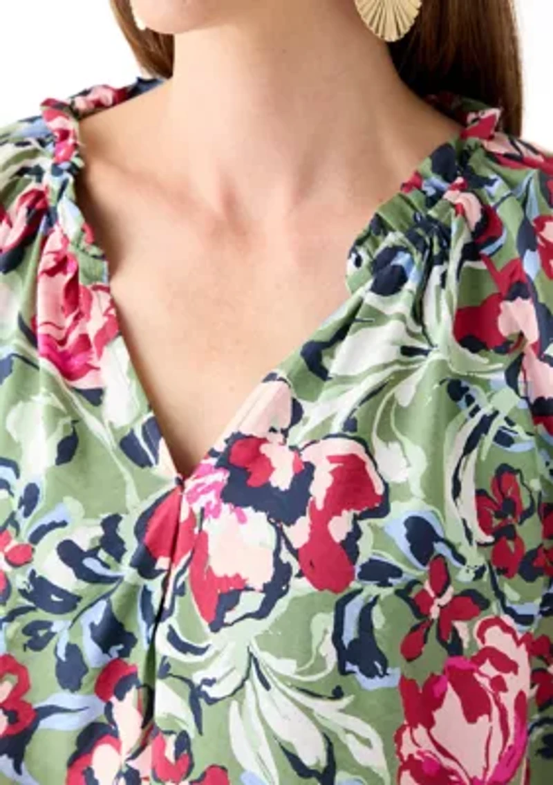 Women's Elbow Sleeve Airflow Popover Printed Top