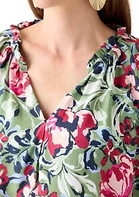 Women's Elbow Sleeve Airflow Popover Printed Top