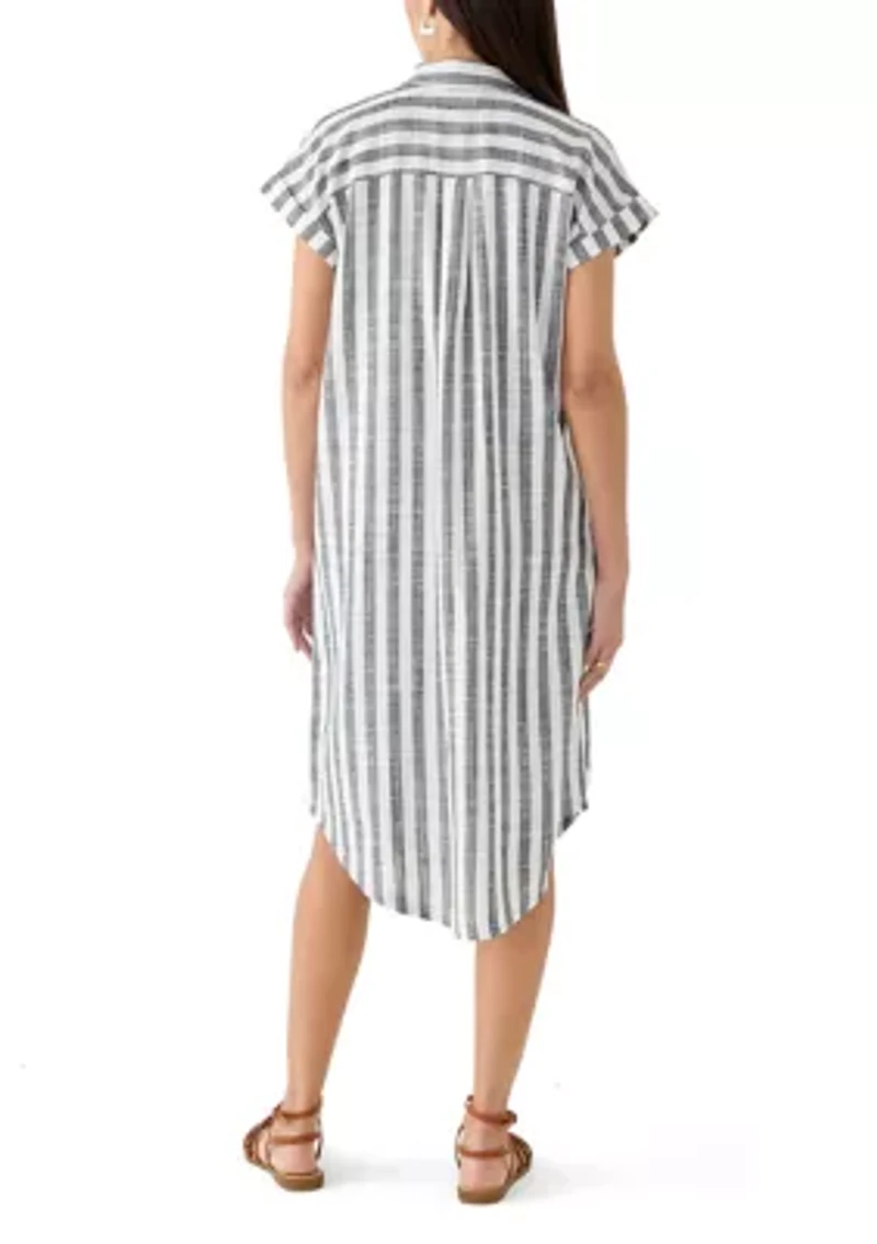 Women's Short Sleeve Yarn Dyed Midi Shirtdress
