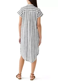 Women's Short Sleeve Yarn Dyed Midi Shirtdress