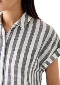 Women's Short Sleeve Yarn Dyed Midi Shirtdress