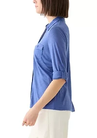 Women's 3/4 Sleeve Button Front Blouse