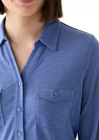 Women's 3/4 Sleeve Button Front Blouse