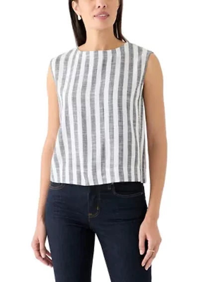 Women's Sleeveless Cropped Yarn Dyed Top