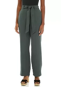 Petite High Rise Belted Wide Leg Pants