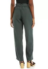 Petite High Rise Belted Wide Leg Pants