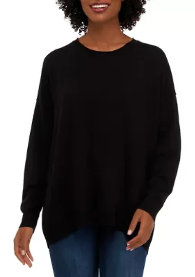 Petite Long Sleeve Crew Neck Pullover Sweater