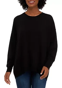 Petite Long Sleeve Crew Neck Pullover Sweater