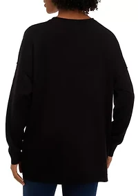 Petite Long Sleeve Crew Neck Pullover Sweater