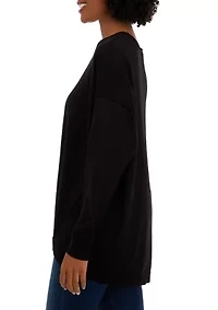 Petite Long Sleeve Crew Neck Pullover Sweater