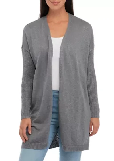 Petite Long Sleeve Drop Shoulder Heather Cardigan