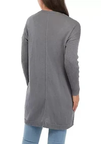 Petite Long Sleeve Drop Shoulder Heather Cardigan