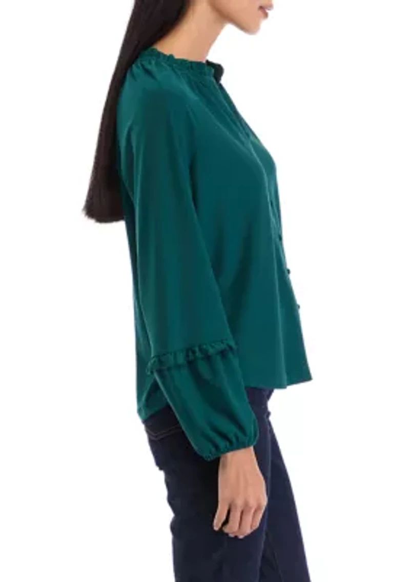 Petite Split Neck Blouse