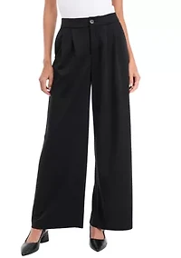 Petite High Rise Pleat Front Wide Leg Pants