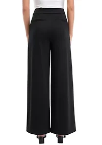 Petite High Rise Pleat Front Wide Leg Pants