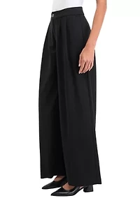 Petite High Rise Pleat Front Wide Leg Pants
