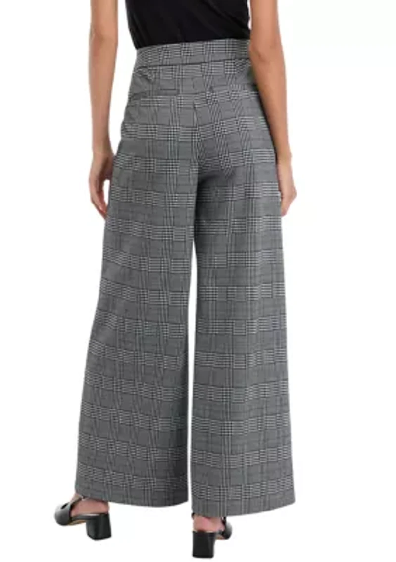 Petite High Rise Pleat Front Wide Leg Pants