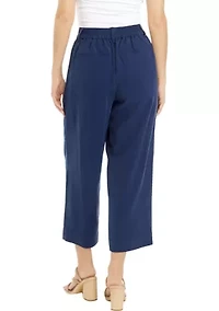 Petite High Rise Pleated Cropped Pants