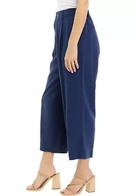 Petite High Rise Pleated Cropped Pants