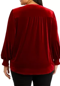 Plus Shirred Sleeve Wrap Top