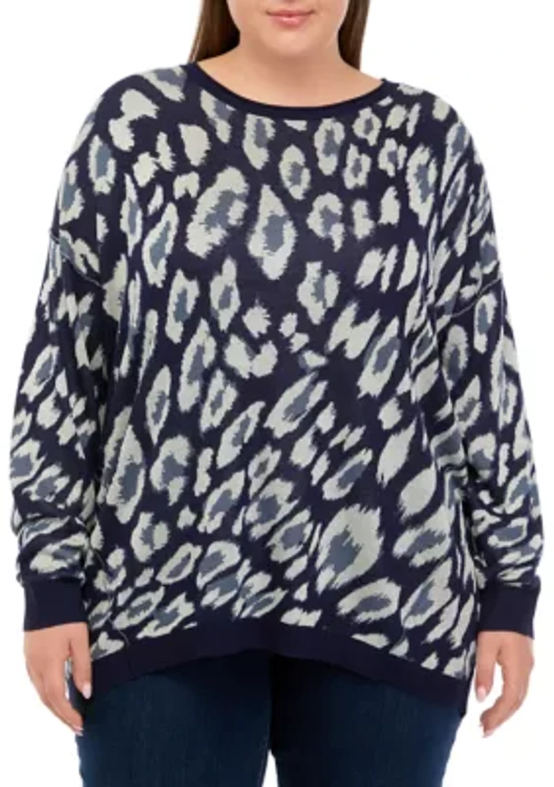 Plus Printed Pullover Sweater