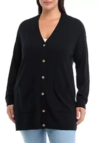 Plus Button Front Duster Cardigan