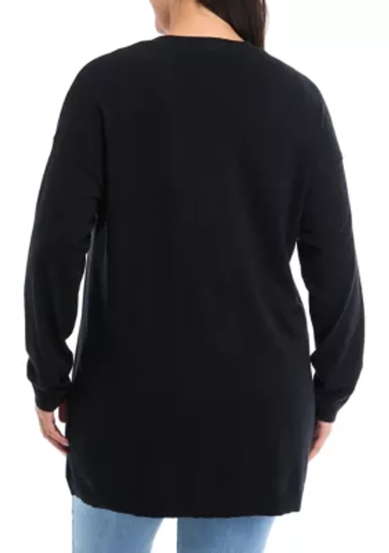 Plus Button Front Duster Cardigan