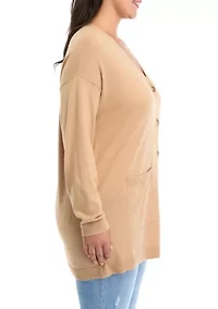 Plus Button Front Duster Cardigan