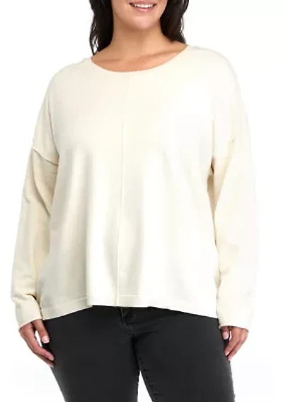 Plus Seamed Front Solid Sweater