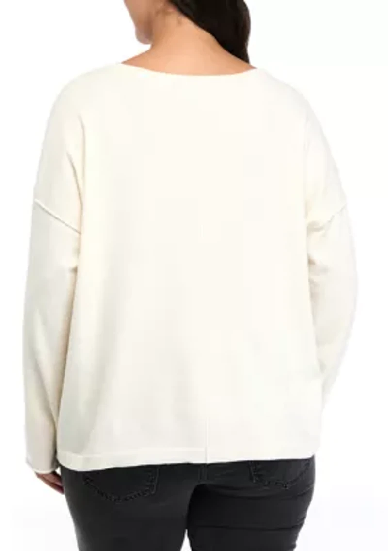 Plus Seamed Front Solid Sweater
