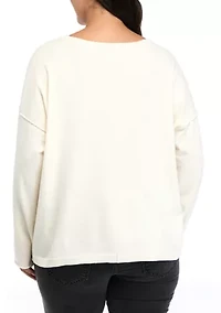 Plus Seamed Front Solid Sweater