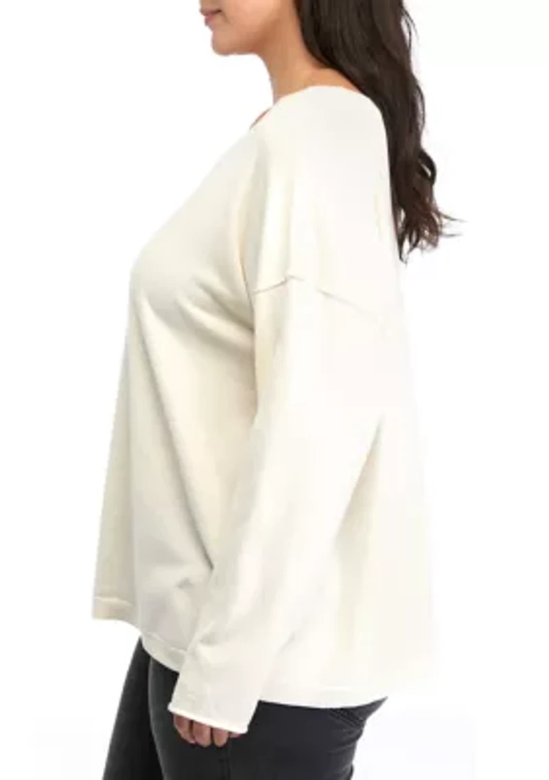 Plus Seamed Front Solid Sweater