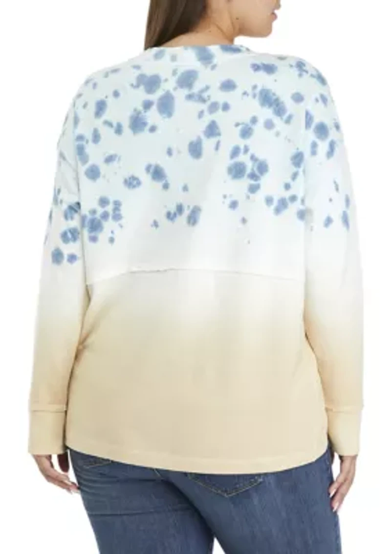 Plus Split Neck Ribbed Pullover