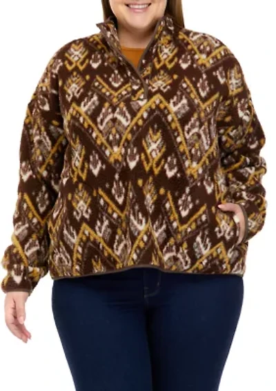 Plus Sherpa Popover Printed Jacket