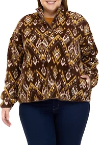 Plus Sherpa Popover Printed Jacket