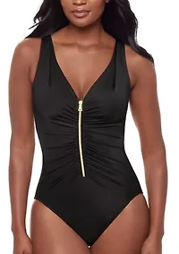 Women's Razzle Dazzle Zip Front One Piece Swimsuit