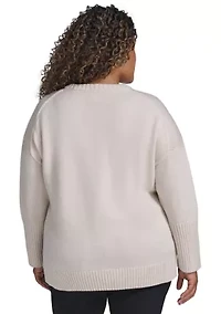 Plus Varsity Grey Logo Relaxed Sweater