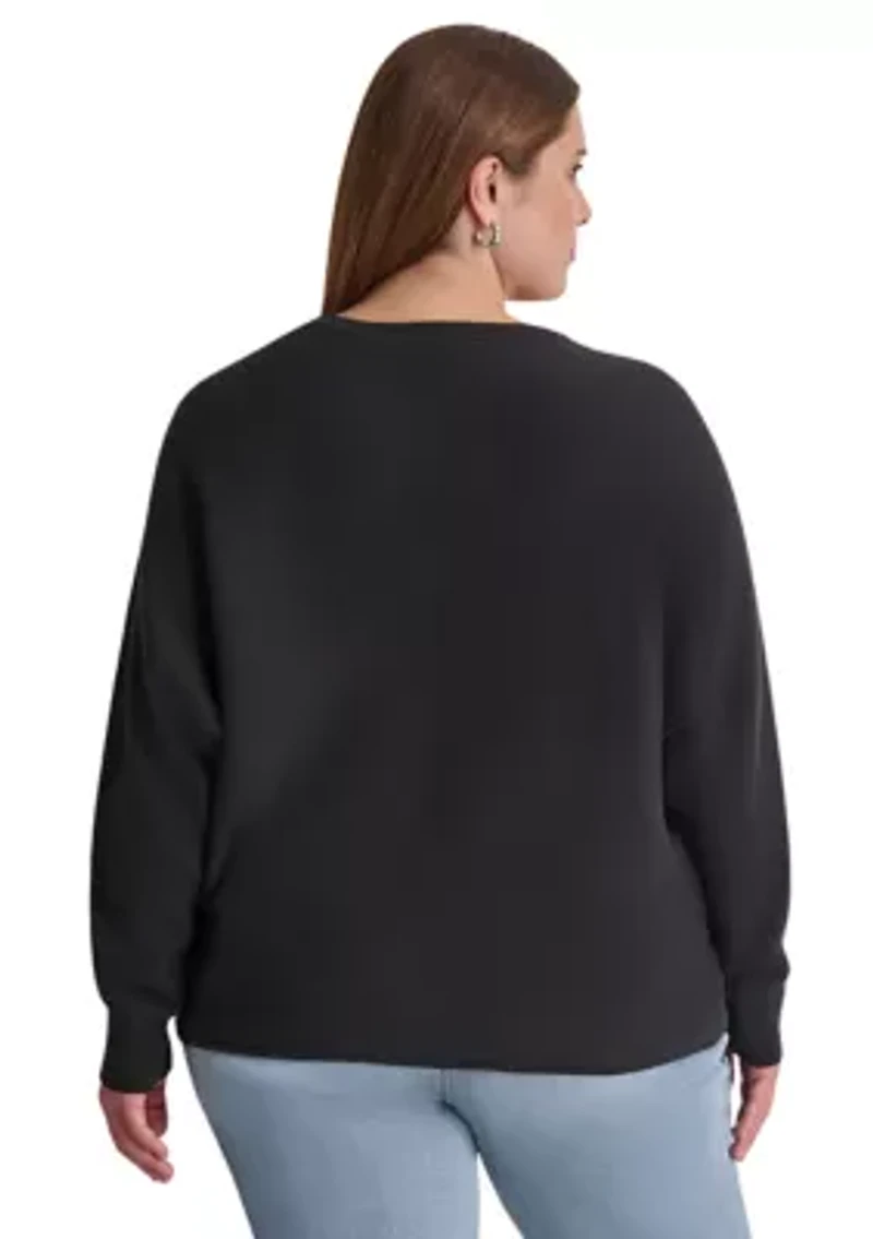 Plus Dolman Sleeve Sequin Logo Sweater