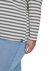 Plus Long Puff Sleeve Striped Top
