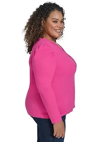 Plus Long Sleeve V-Neck Top