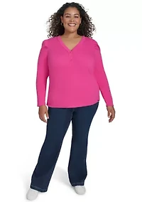 Plus Long Sleeve V-Neck Top