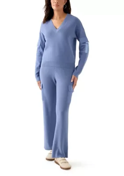 Women's Woven Pocket Athletic Sweater Pants