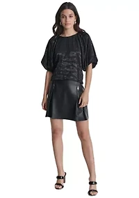 Women's Puff Sleeve Animal Jacquard Blouse