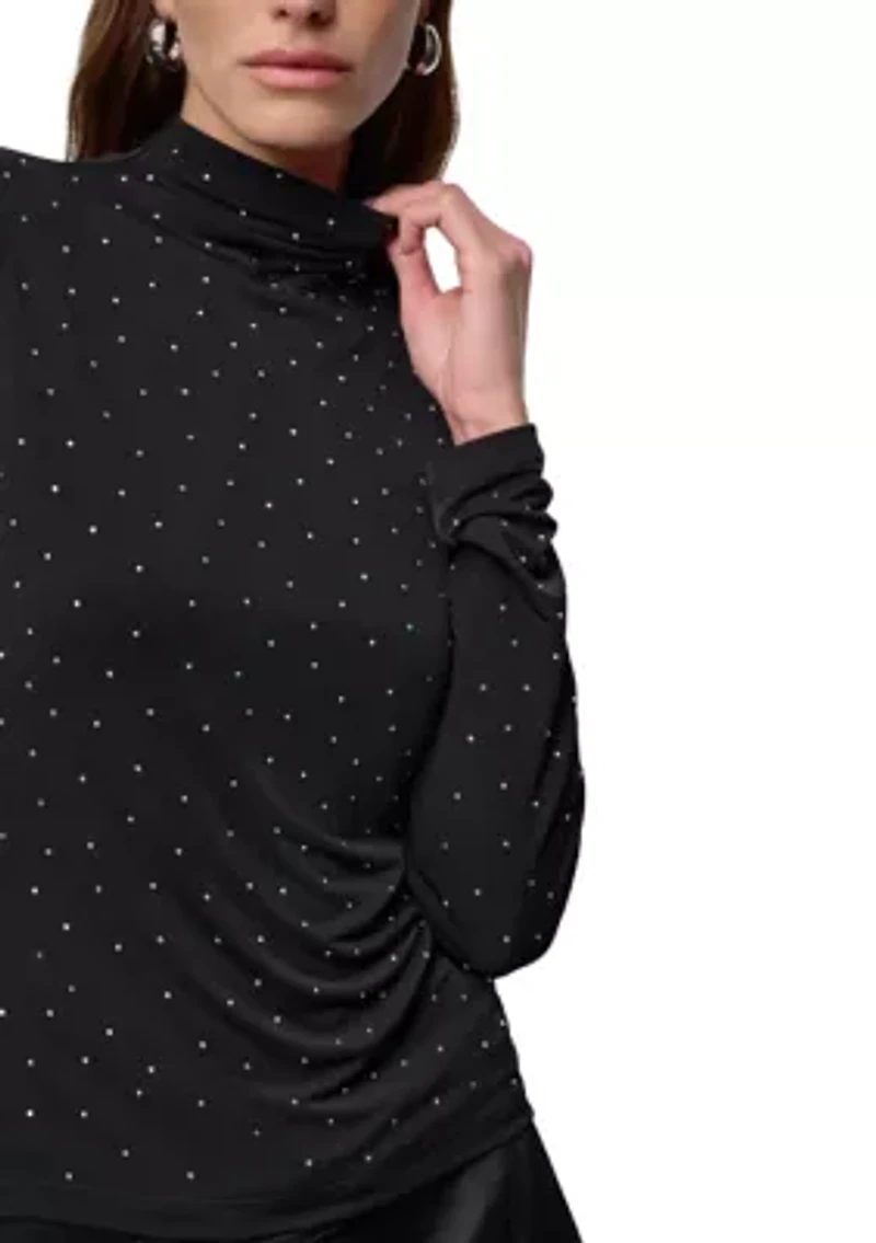 Women's Long Sleeve Stud Mesh Knit Top